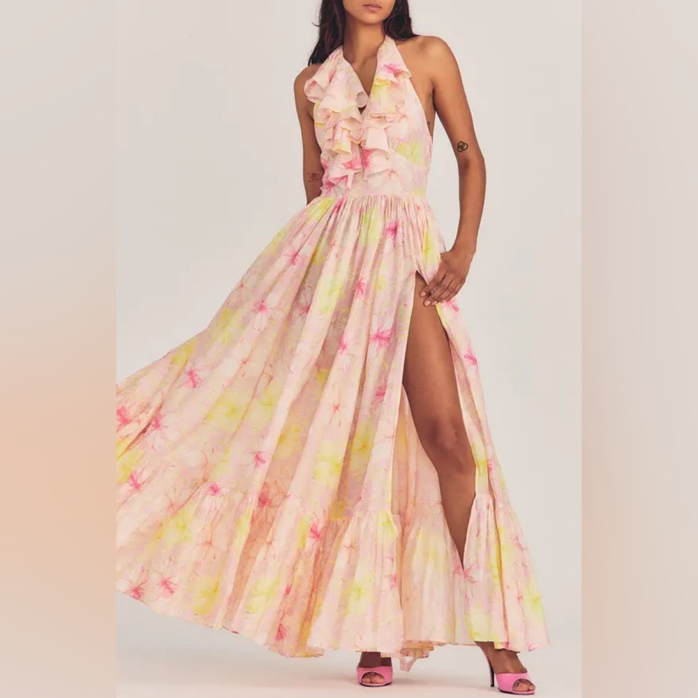 NWOT LoveShackFancy Marinette Dress Floral Halter Maxi
